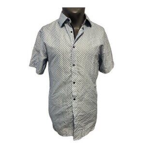 silver stone collection modern fit blue white short sleeve button down shirt